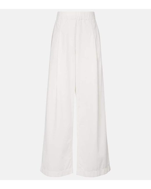 Dries Van Noten White Weite High-Rise-Hose Aus Denim