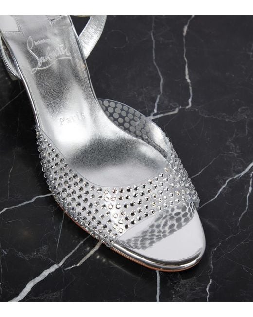 Christian Louboutin White Cassandrissima Embellished Pvc Sandals