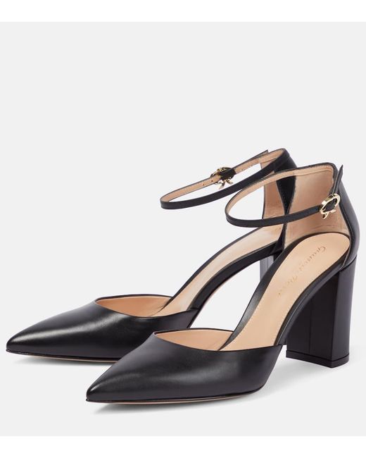 Gianvito Rossi Black Piper Anklet Leather Pumps
