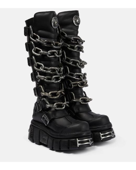Vetements Black X New Rock Leather Platform Boots