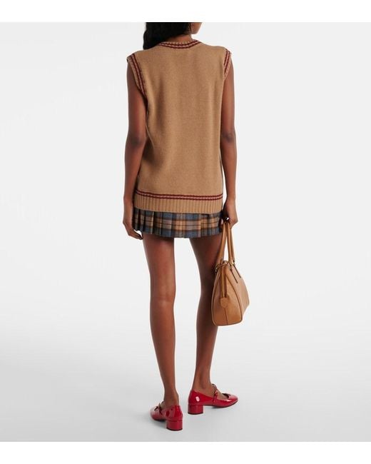 Prada Intarsia Ribbed Vest in Brown | Lyst