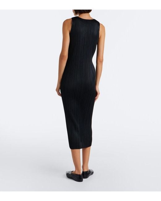 Pleats Please Issey Miyake Black Basics Pleated Midi Dress
