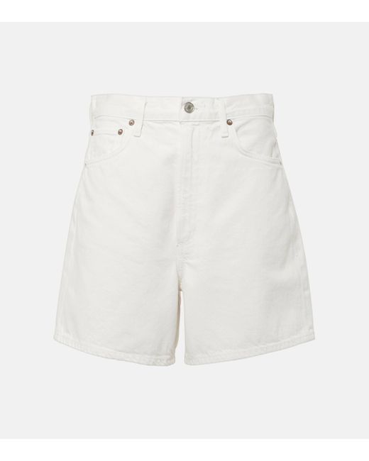 Agolde White Stella High-rise Denim Shorts