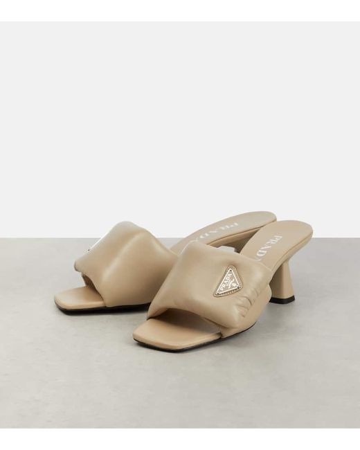 Prada Natural Padded Leather Sandals