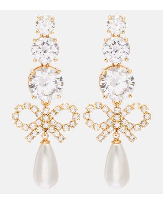 Self-Portrait Metallic Embellished Drop Earrings