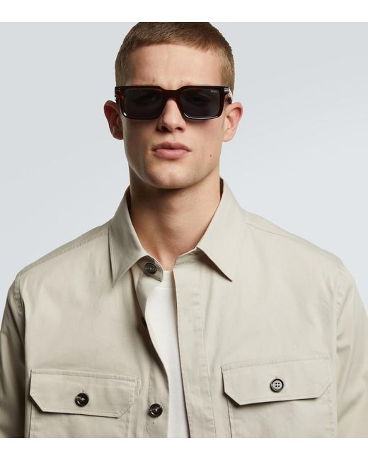 Zegna Blue Rectangular Sunglasses for men