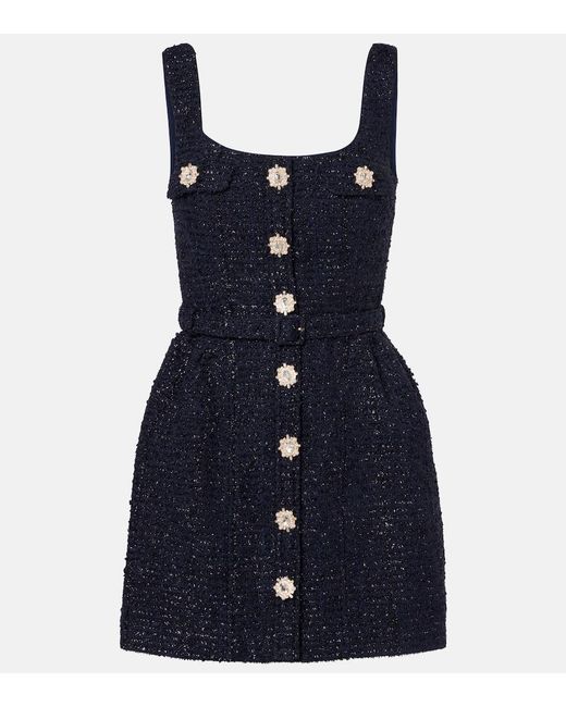 Self-Portrait Blue Verziertes Minikleid Aus Boucle