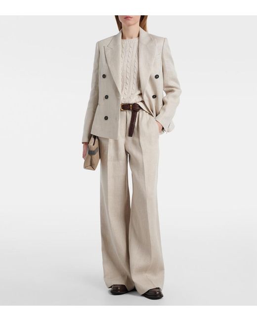 Brunello Cucinelli Natural Linen And Cotton Blazer