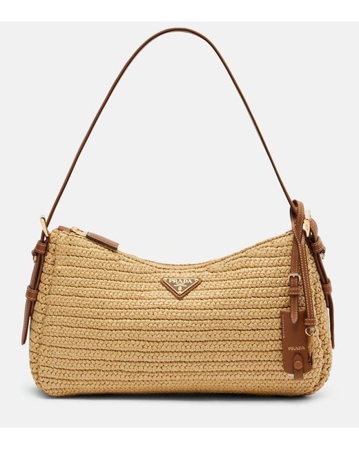 Prada Natural Aimee Large Crochet Shoulder Bag