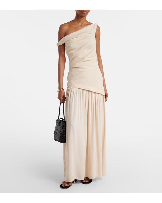Faithfull The Brand Natural Roma Asymmetric Linen Maxi Dress