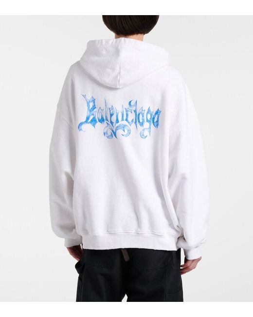 Balenciaga White Logo Cotton Jersey Zip-Up Hoodie