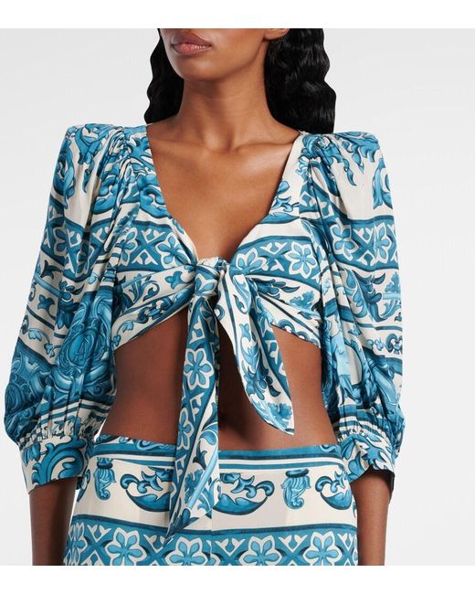 Adriana Degreas Blue Printed Crop Top