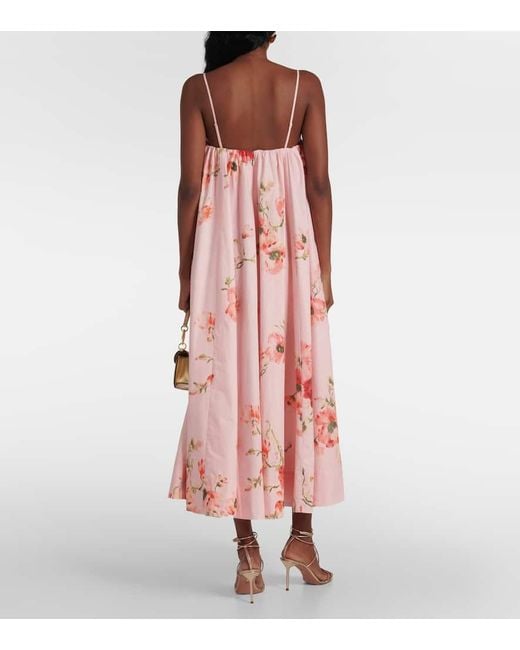 Zimmermann Pink Midikleid Lightburst Puff Aus Baumwolle