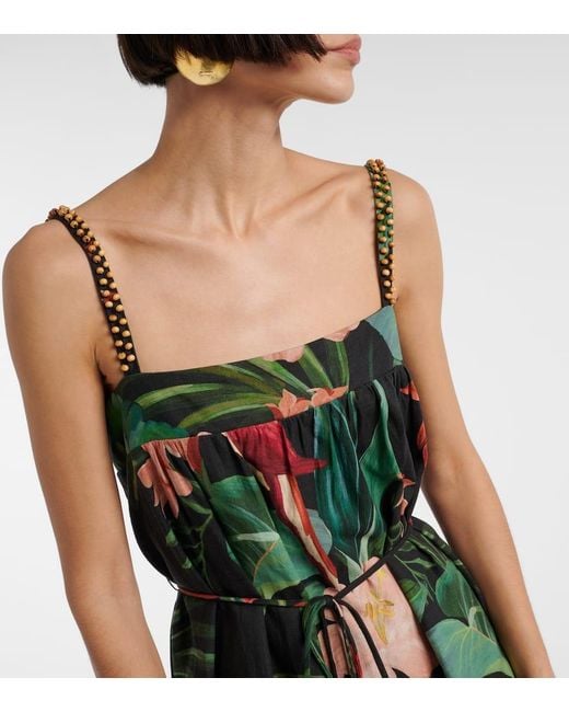 Farm Rio Green Minikleid Aus Einem Leinengemisch