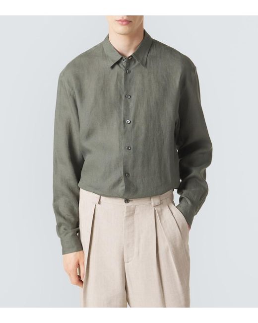 Giorgio Armani Green Archivio Linen Shirt for men