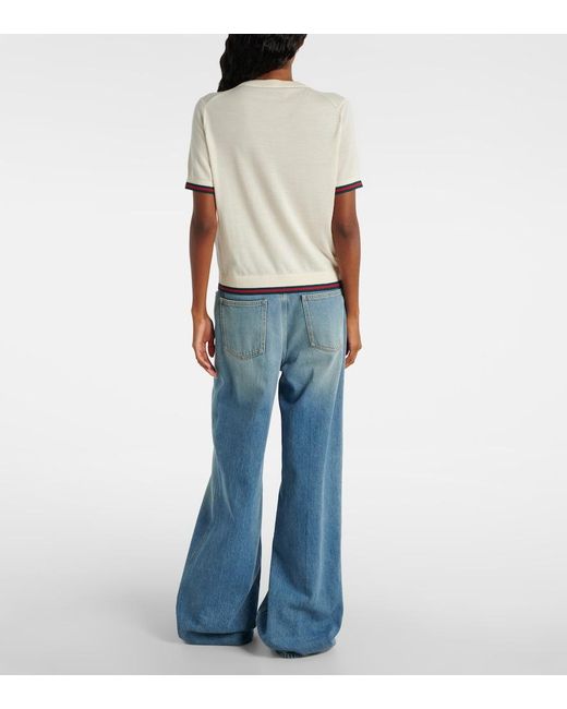 Gucci White Cashmere And Silk Top