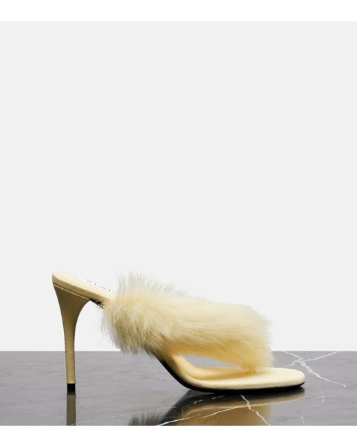 Alaïa Metallic Shearling And Leather Thong Sandals