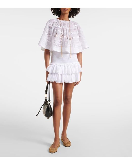 Isabel Marant White Top Dilama Aus Baumwoll-Voile
