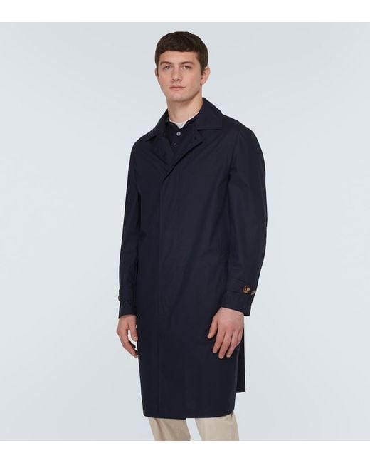 Brunello Cucinelli Blue Single-Breasted Car Coat for men