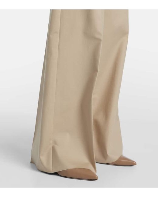 Pantalones Anchos En Mezcla De Algodon Max Mara de color Natural