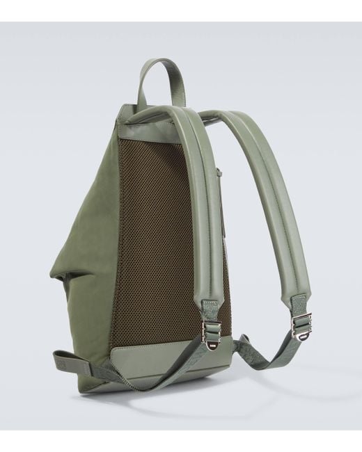 Loewe Green Convertible Leather-trimmed Backpack for men