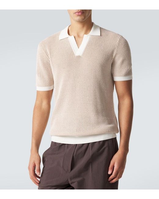 Orlebar Brown Natural Horton Crochet Cotton Polo Sweater for men