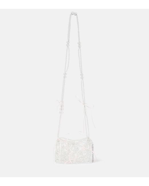 SUSAN FANG White Bow-Detailed Beaded Shoulder Bag