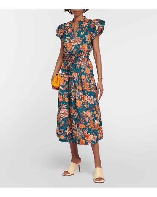 Ulla Johnson Multicolor Kyra High-Rise Floral Cotton Midi Skirt