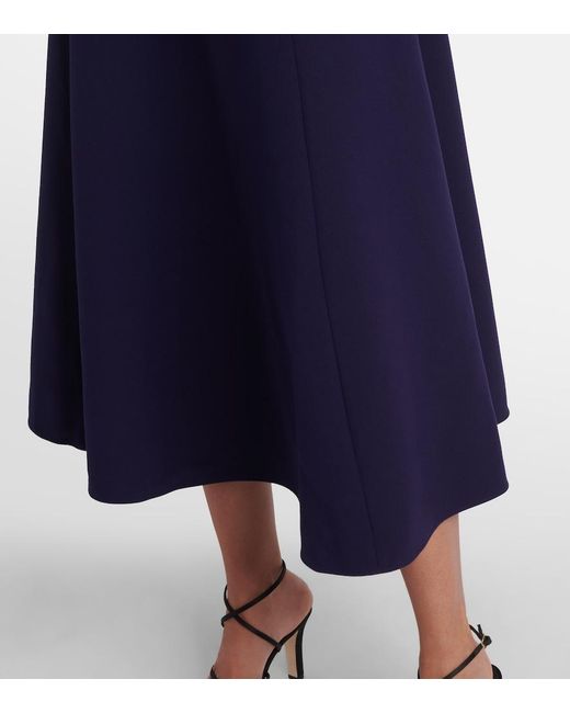 Roland Mouret Blue Asymmetric Belted Crepe Midi Dress