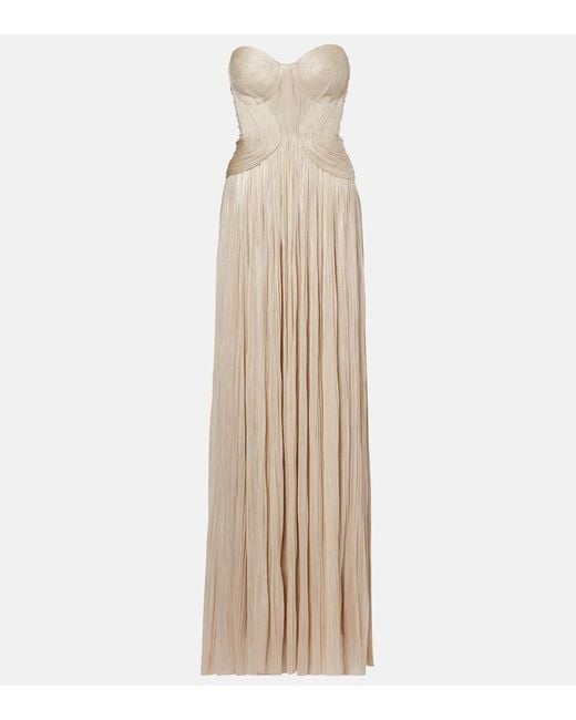 Maria Lucia Hohan Natural Kamina Cutout Silk Tulle Bustier Gown
