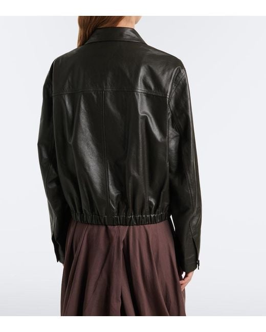 Lemaire Black Leather Blouson Jacket