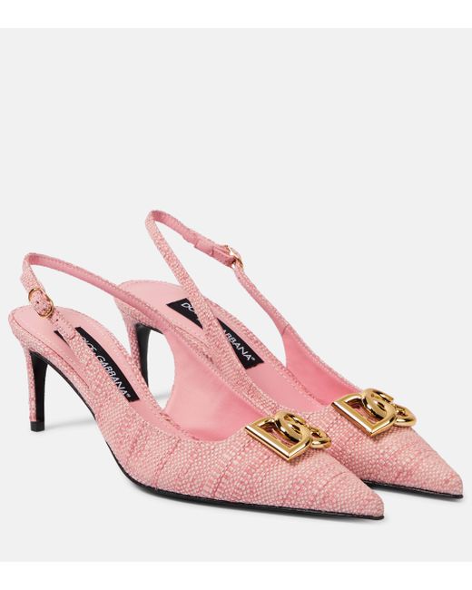 Dolce & Gabbana Pink 65 Logo Slingback Pumps