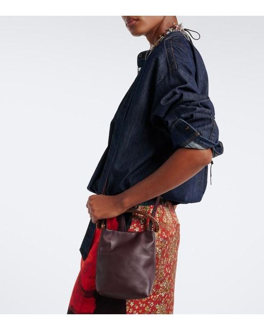 Dries Van Noten Purple Small Leather Top-Handle Bag