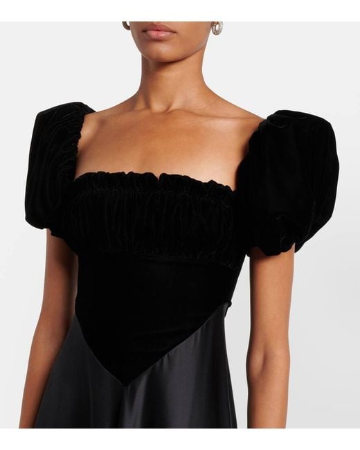 Robe Longue En Velours Et Satin De Soie Rodarte en coloris Black