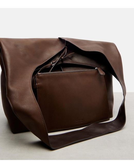 The Row Brown Bindle Medium Leather Shoulder Bag