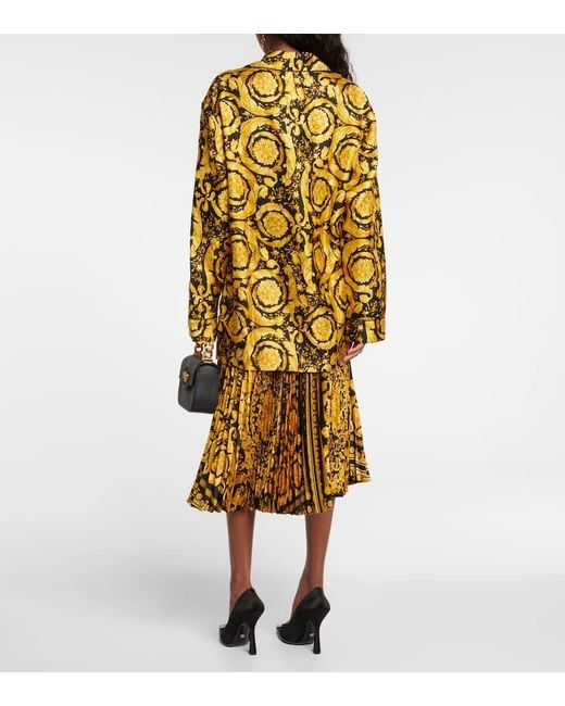 Versace Yellow Printed Silk Shirt