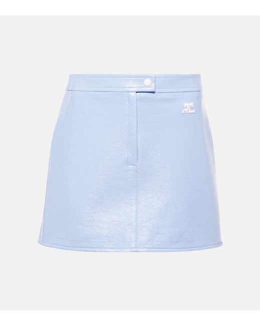 Courreges Blue Logo High-Rise Cotton-Blend Miniskirt