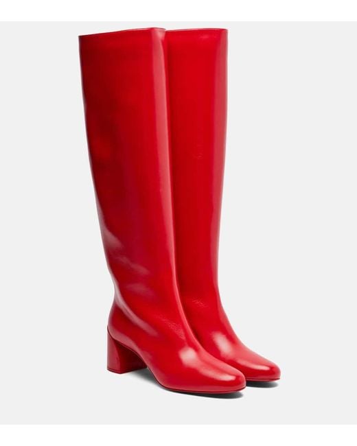 Christian Louboutin Red Janitta 55 Leather Knee-High Boots