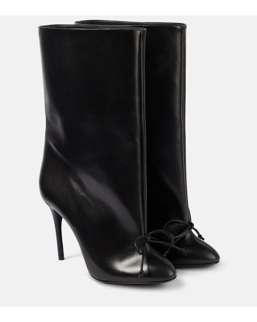 Alaïa Black Leather Ankle Boots