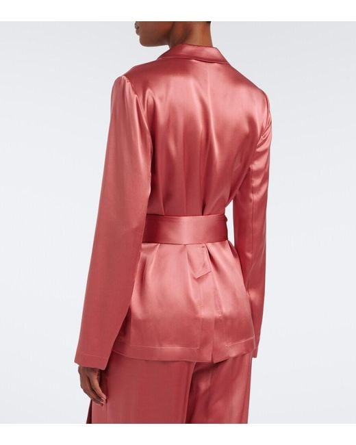 Joseph Red Archer Belted Silk Satin Jacket