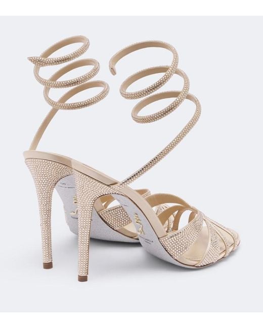 Rene Caovilla Metallic Margot Embellished Satin Sandals