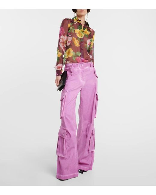 Dolce & Gabbana Pink Weite Cargohose aus Baumwolle