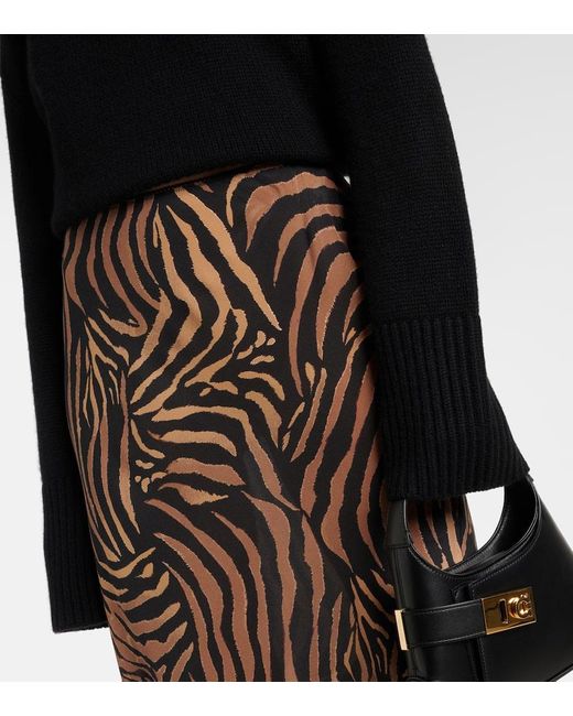 Rixo Brown Ardith Silk Crepe De Chine Midi Skirt