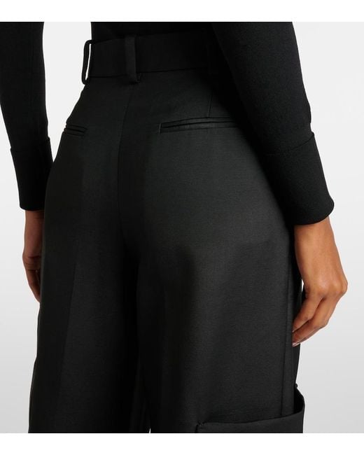 Khaite Black Caiton Straight Pants