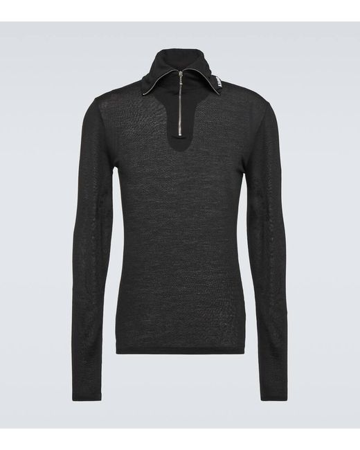 Jil Sander Black Logo Jersey Half-zip Sweater for men