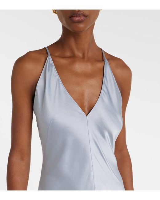 Leset Blue Barb Satin Slip Dress