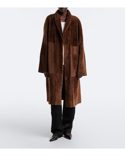 The Row Brown Kane Reversible Shearling-Lined Suede Coat