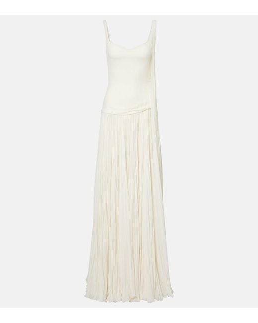 Marmar Halim White Ana Crepe And Chiffon Gown