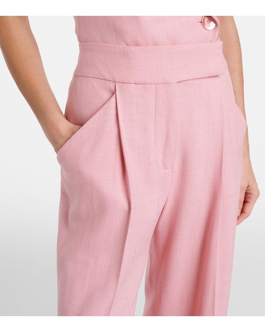 Veronica Beard Pink Marbeau Wide-Leg Pants