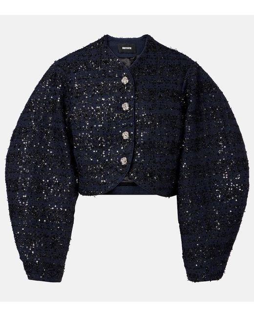 ROTATE BIRGER CHRISTENSEN Blue Jacke Aus Boucle Mit Pailletten